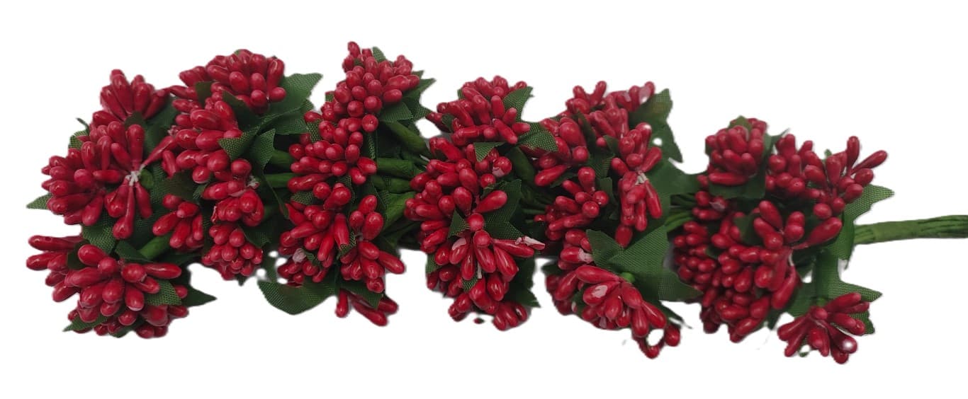 Pręciki na drucie ryż śr.2cm/6x12szt, bordowe