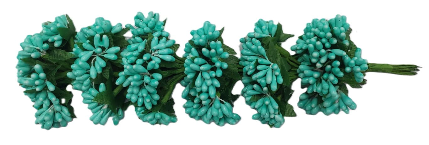 Pręciki na drucie ryż śr.2cm/6x12szt ciemnomiętowe