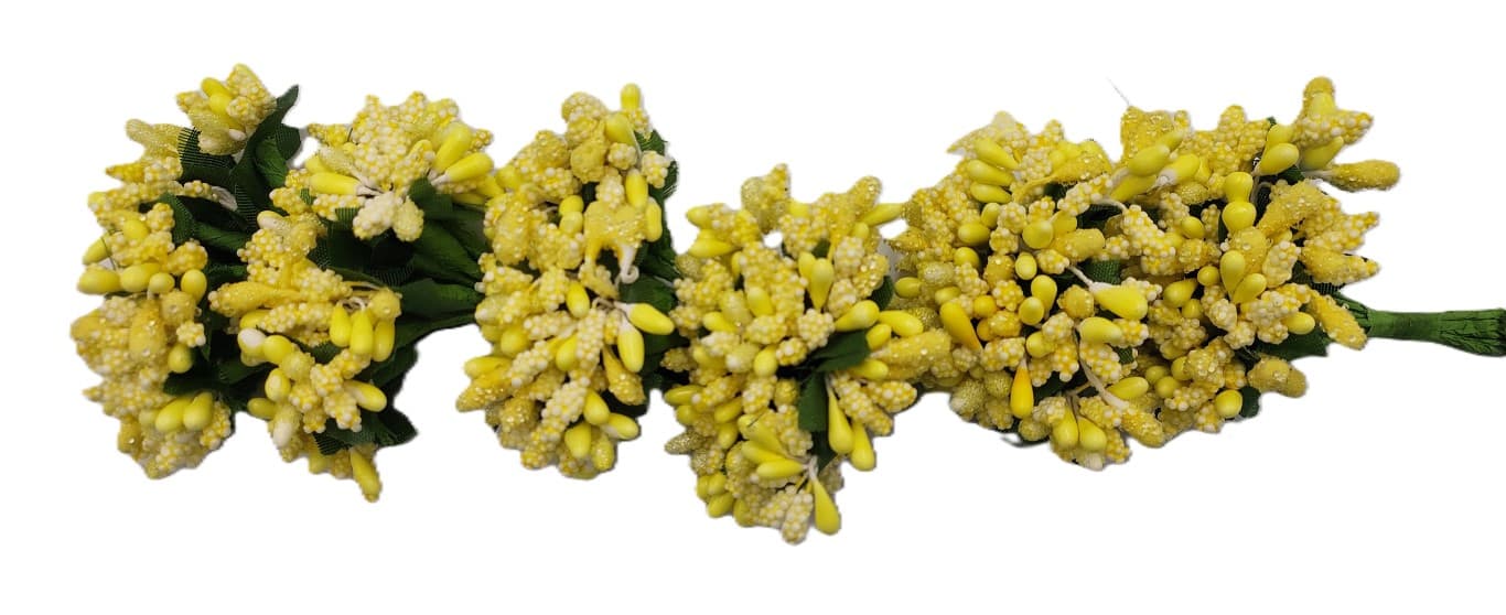 Pręciki na drucie ryż+kulki śr.2cm/6x12szt, żółte