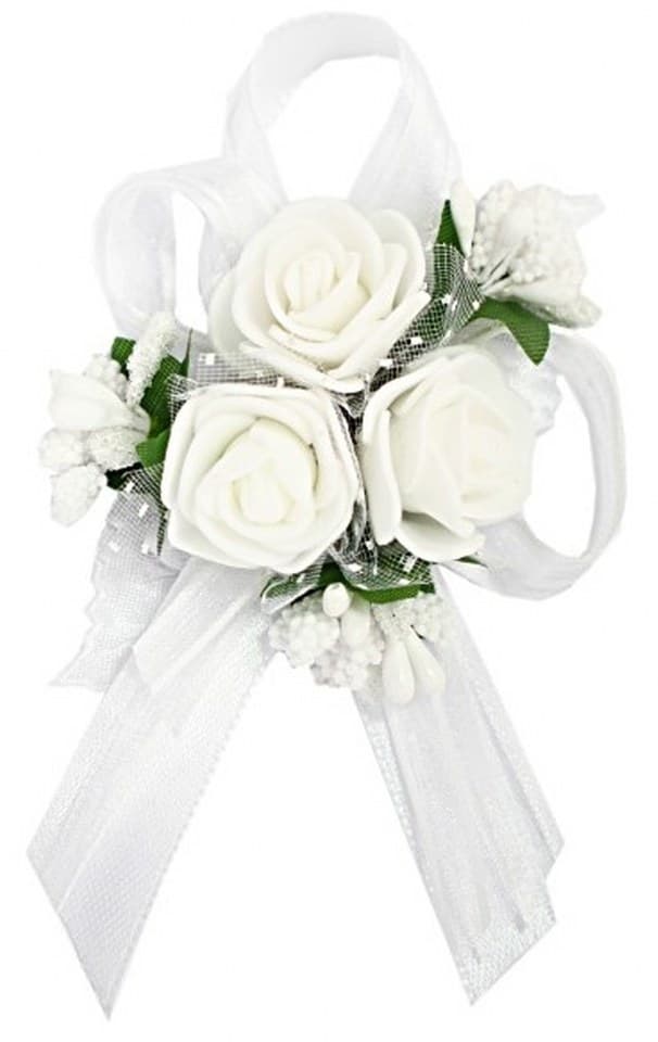 Duży kotylion dla rodziców 6x9cm, biały