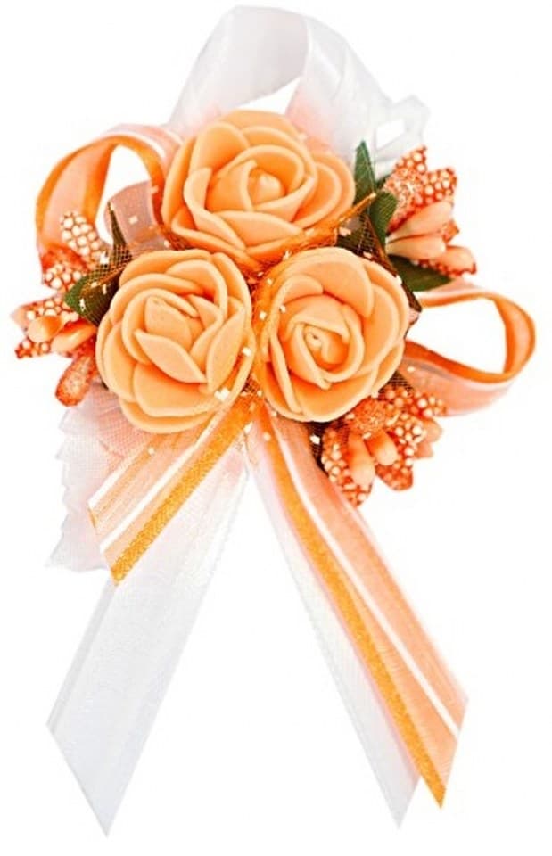 Duży kotylion dla rodziców 6x9cm, łososiowy