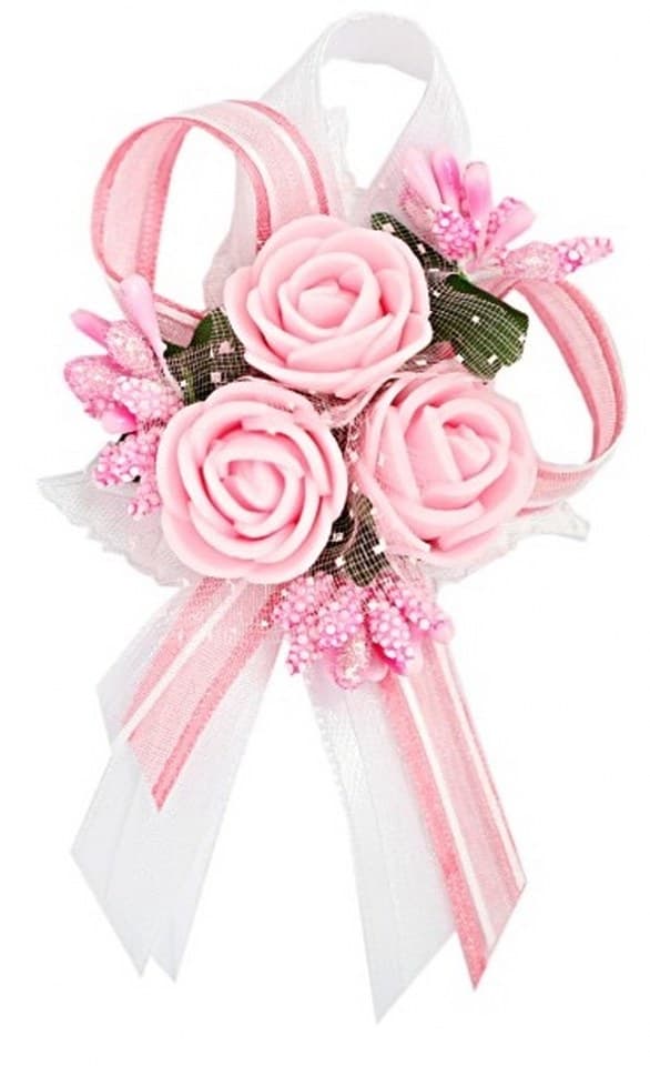 Duży kotylion dla rodziców 6x9cm, blady różowy