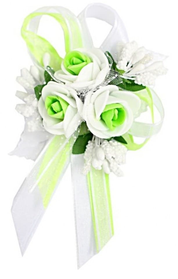 Duży kotylion dla rodziców 6x9cm, b/b/seledynowy