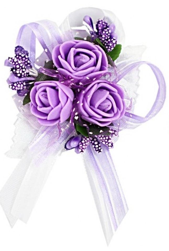 Duży kotylion dla rodziców 6x9cm, wrzosowy