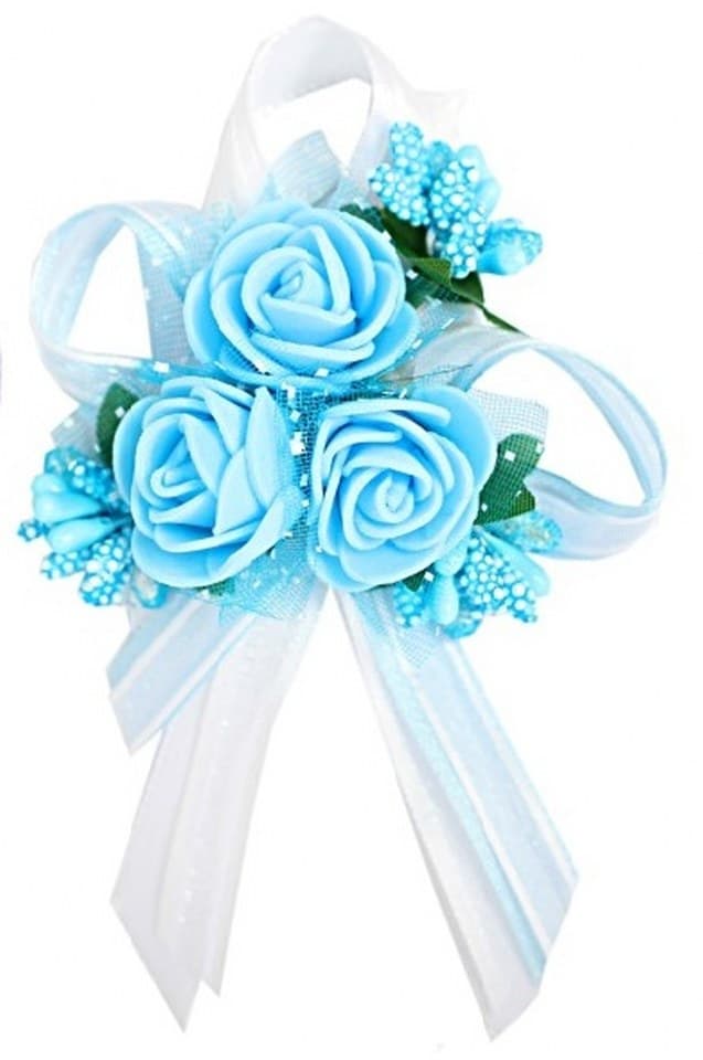 Duży kotylion dla rodziców 6x9cm, błękitny