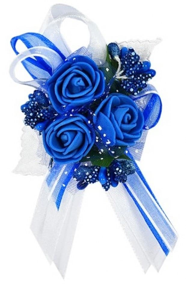 Duży kotylion dla rodziców 6x9cm, chabrowy