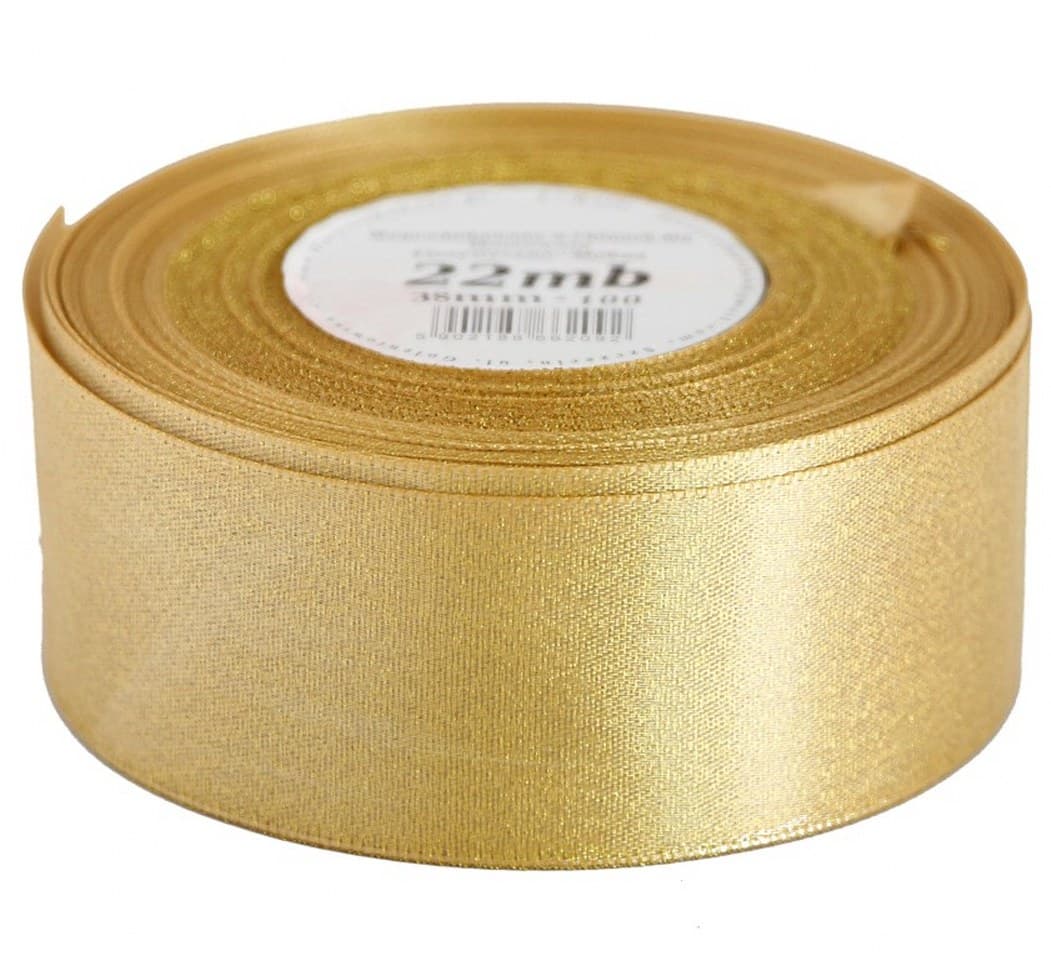 Wstążka satynowa z brokatem 38mm/22mb, złota