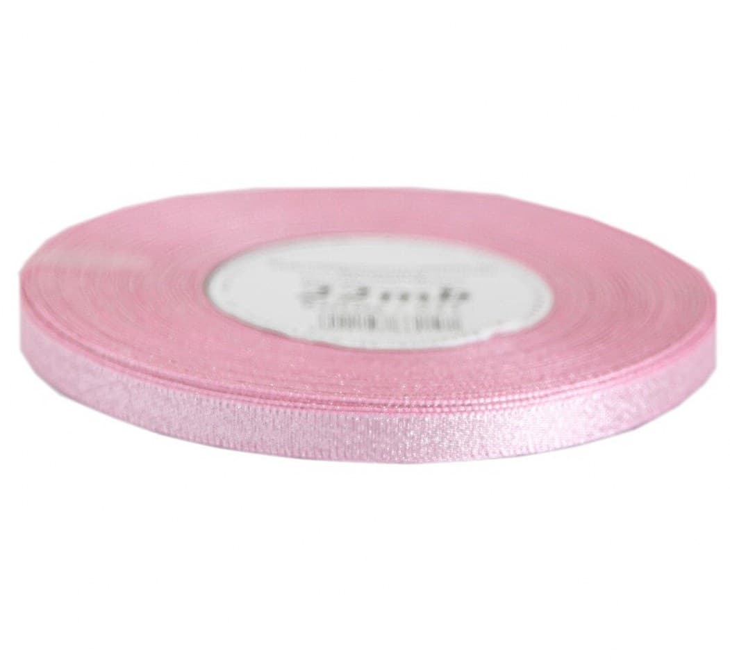 Wstążka satynowa z brokatem 6mm/22mb, jasnoróżowa
