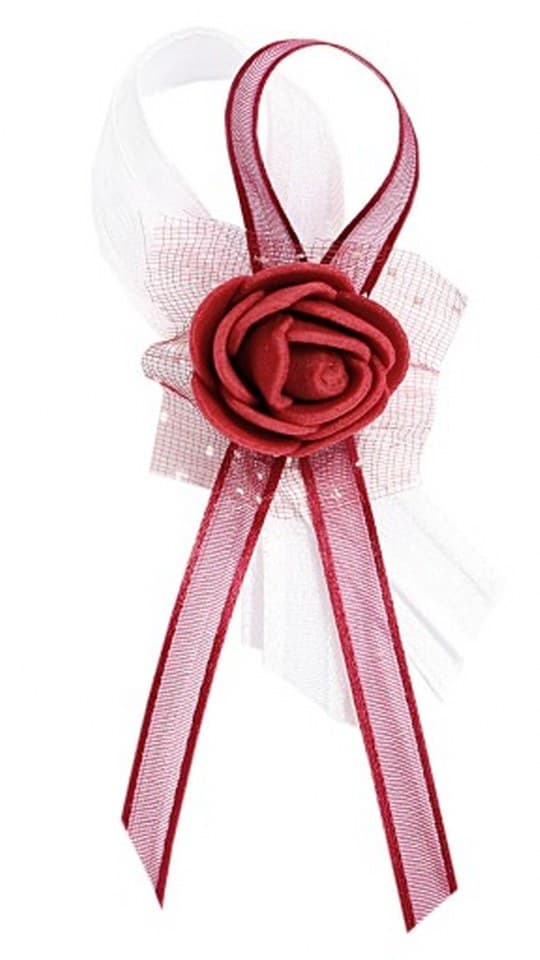 Kotylion z kwiatem piankowym dla gości, bordowy