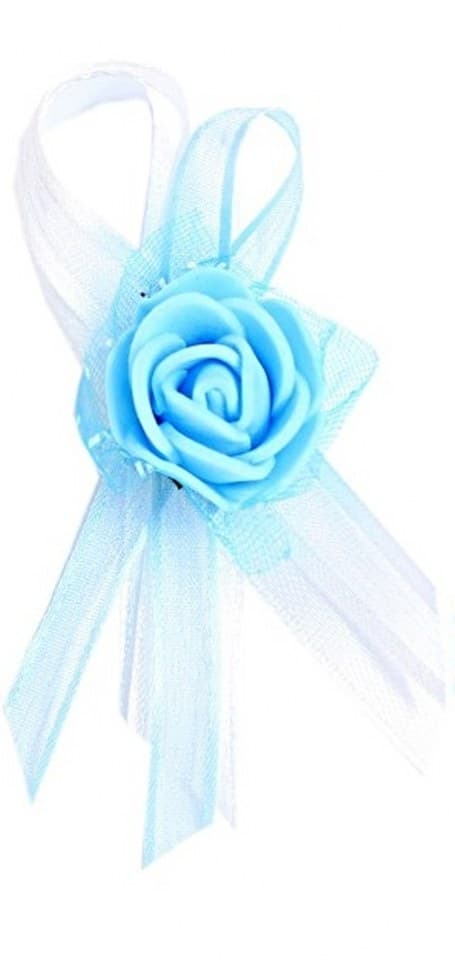 Kotylion z kwiatem piankowym dla gości, błękitny