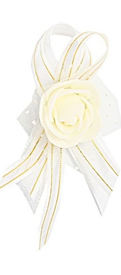 Kotylion z kwiatem piankowym dla gości, jasny krem