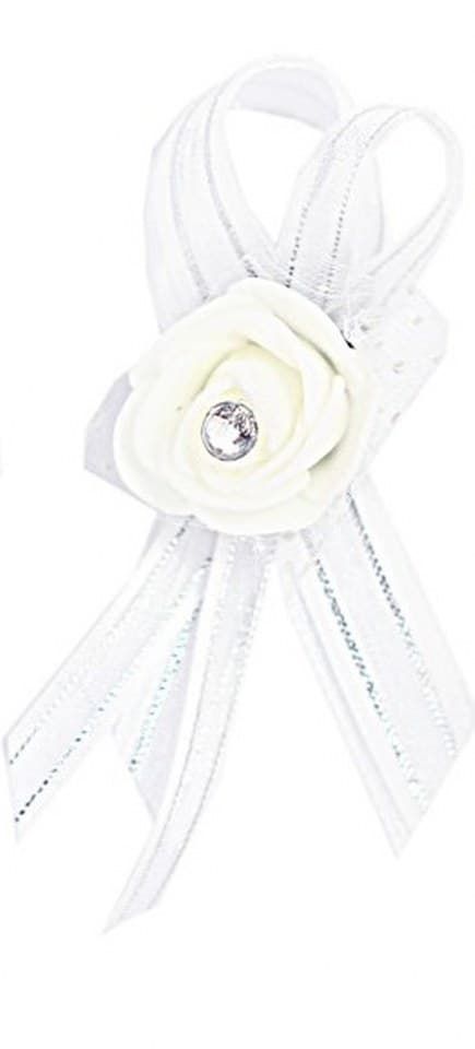 Kotylion z kwiatem piankowym dla gości, biały/dżet