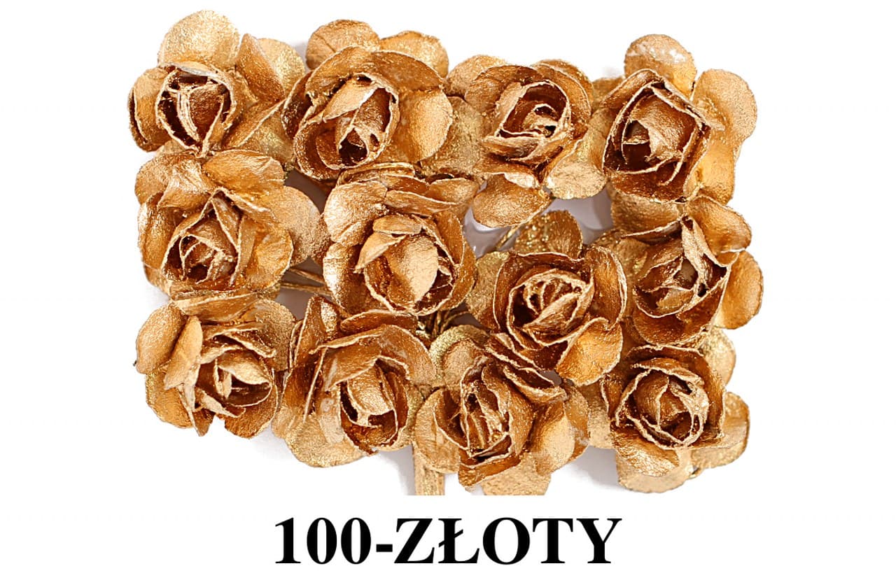 Kwiaty papierowe 20mm/72szt, złote metaliczne
