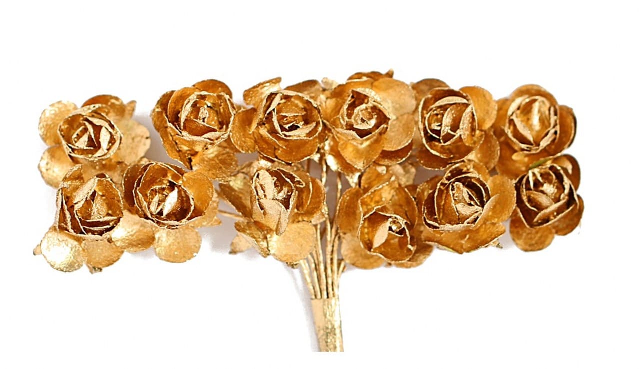 Kwiaty papierowe 15mm/72szt, złote metaliczne