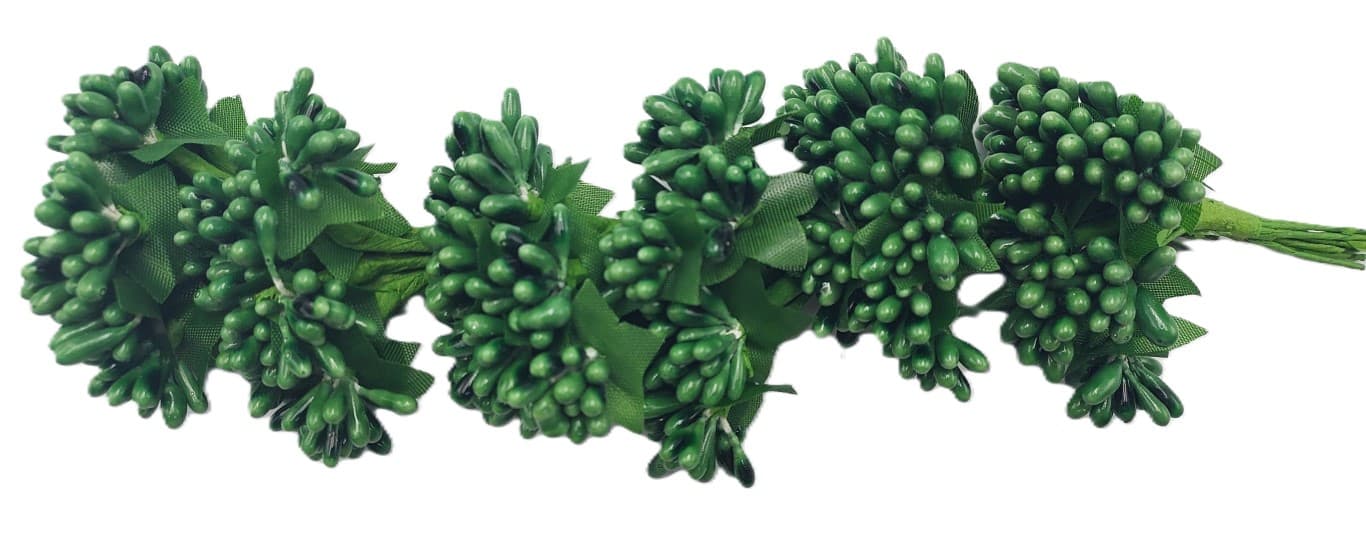 Pręciki na drucie ryż śr.2cm/6x12szt ciemnozielone