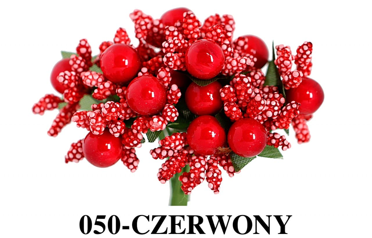 Kolorowe pręciki ryż+perła śr.2cm/12szt, czerwone