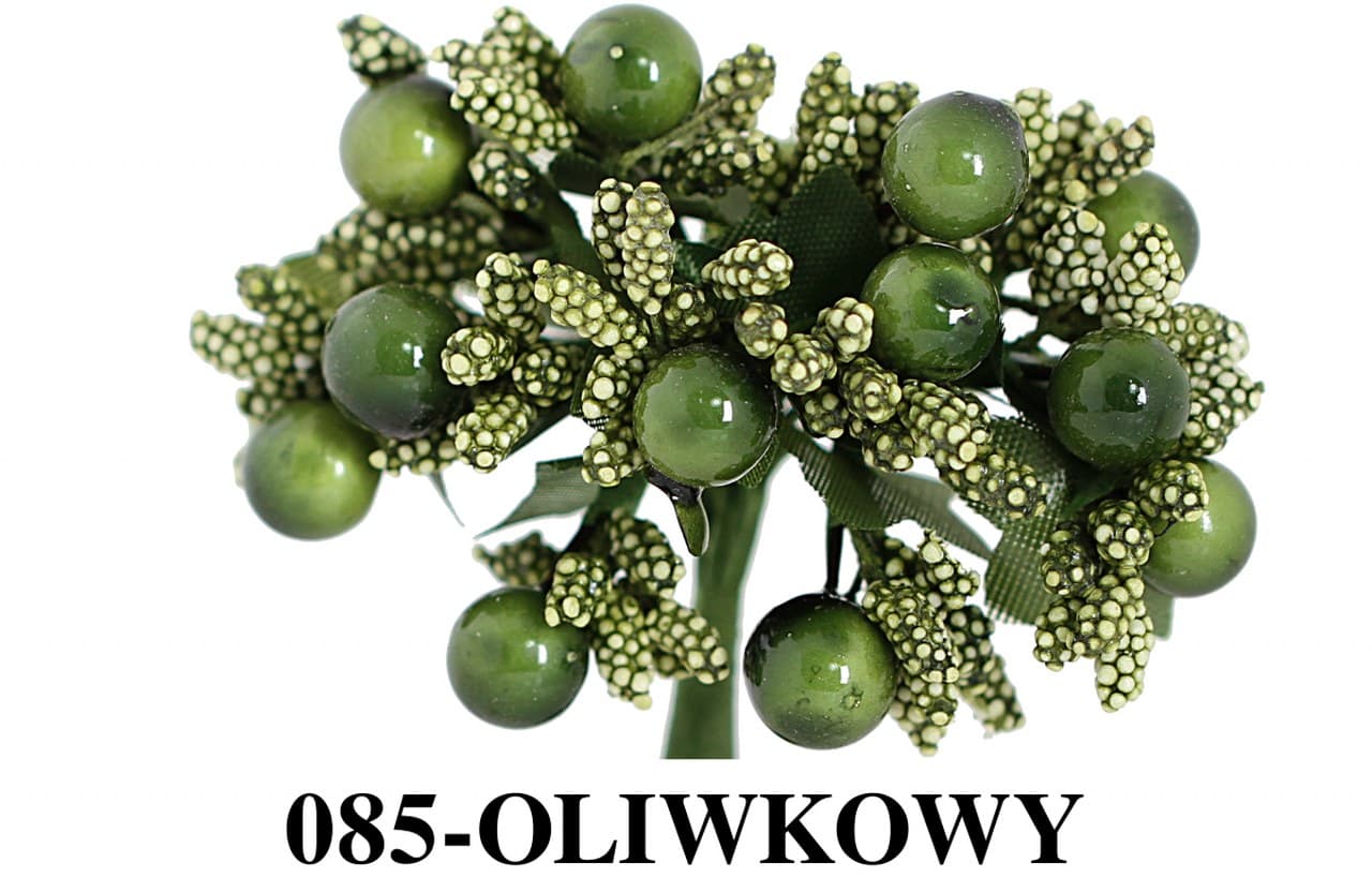 Kolorowe pręciki ryż+perła śr.2cm/12szt, oliwka