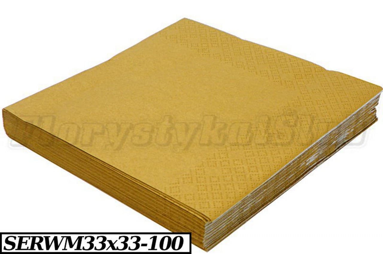 Serwetki Trójwarstwowe z połyskiem 33x33cm, złote