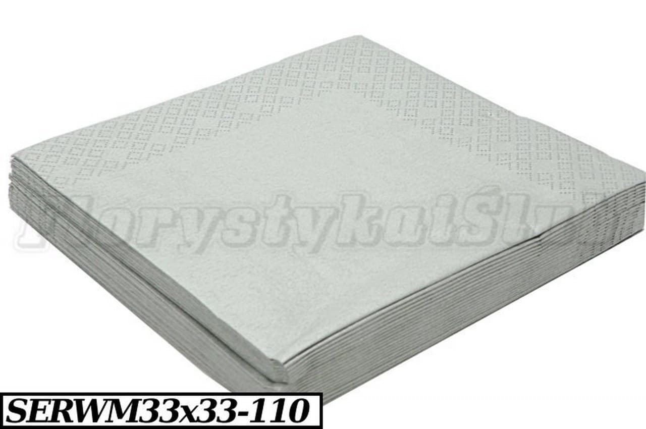 Serwetki Trójwarstwowe z połyskiem 33x33cm srebrne