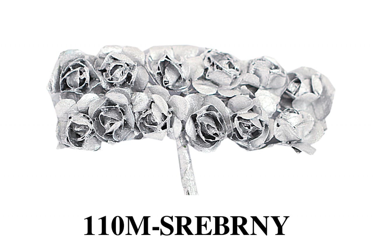 Kwiaty papierowe 15mm/12szt, srebrne metaliczne
