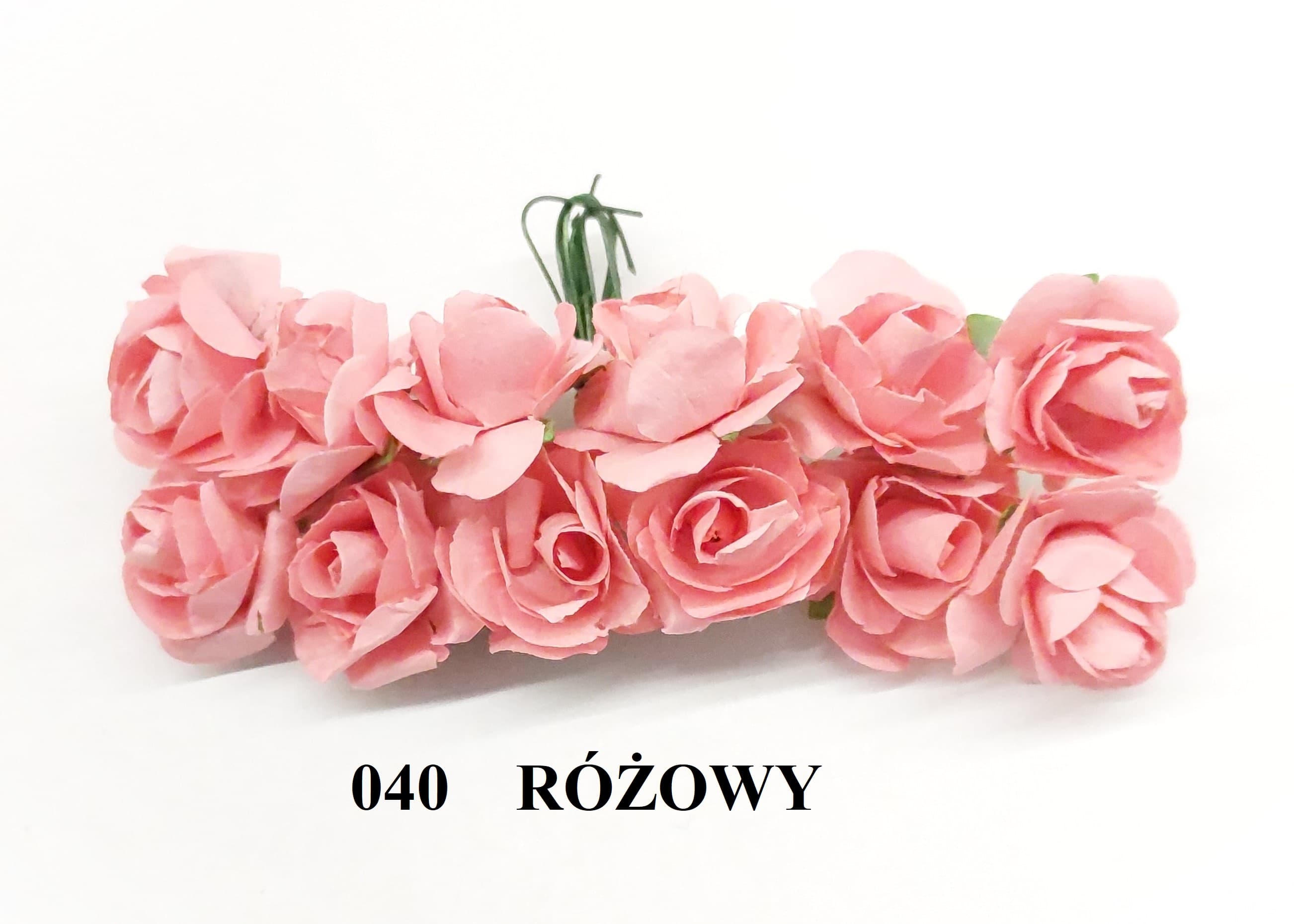 Kwiaty papierowe na drucie, 20mm/12szt, różowe