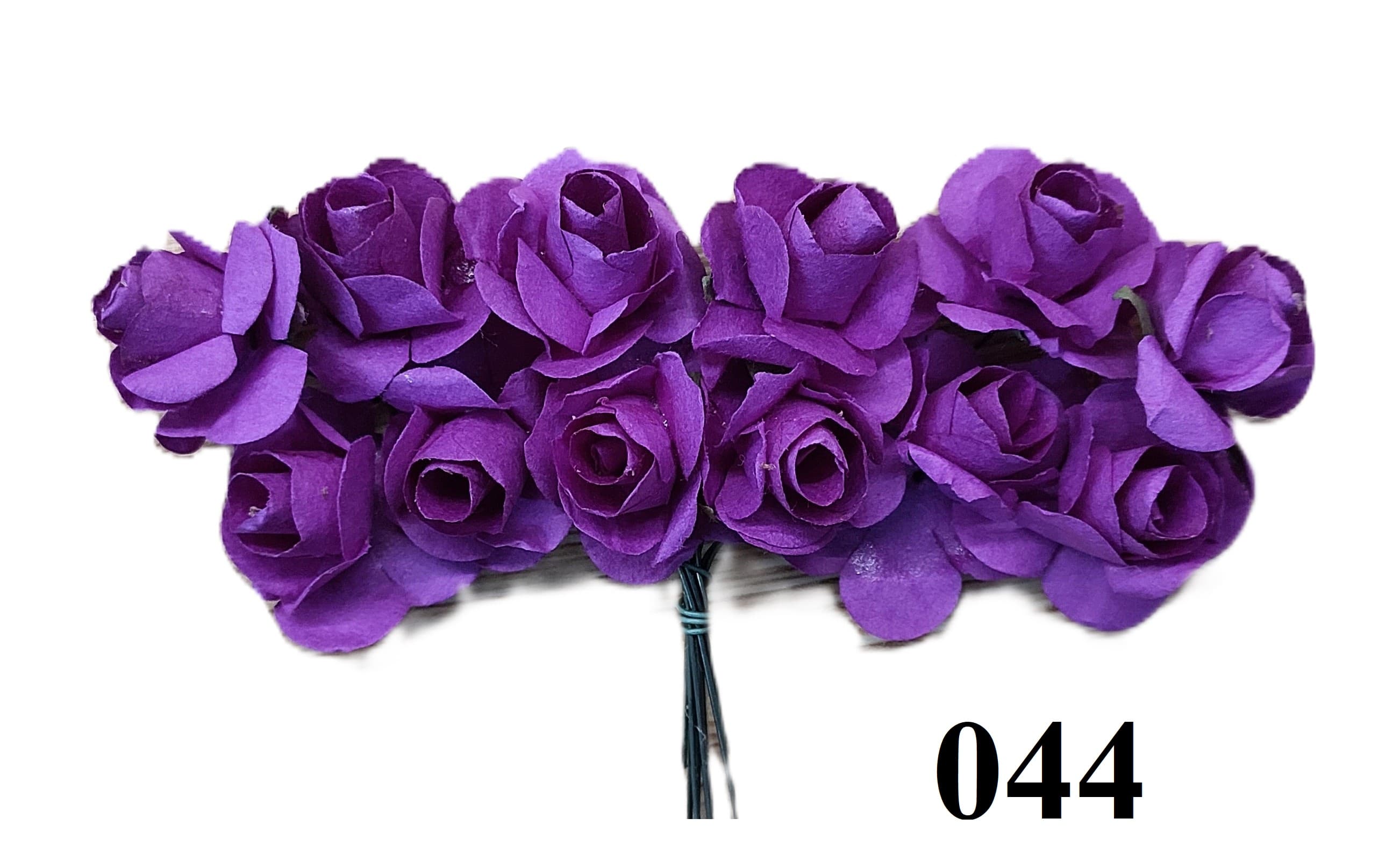 Kwiaty papierowe na drucie, 20mm/12szt, amarantowe