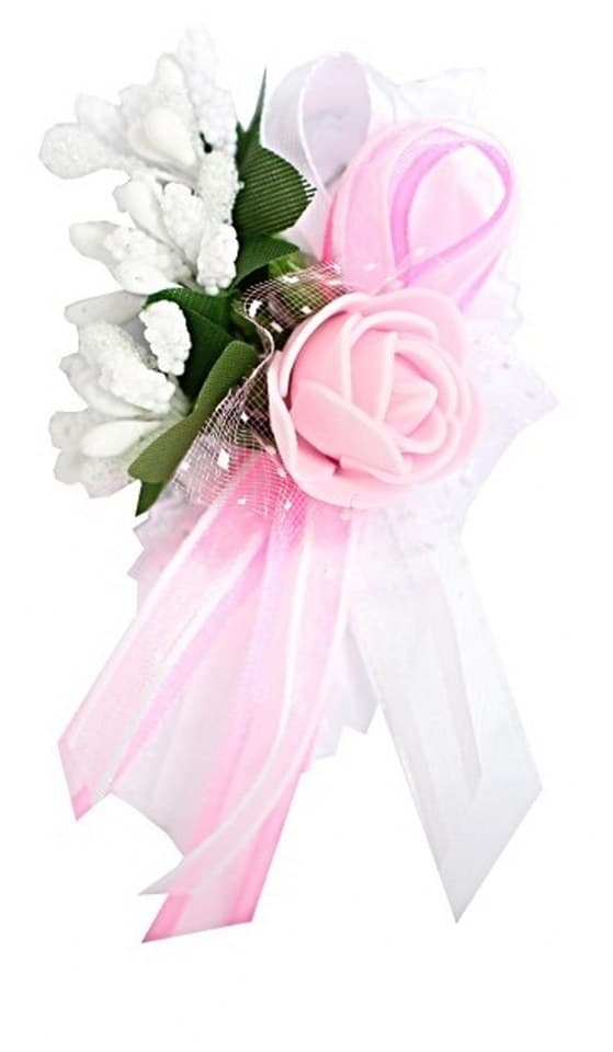 Kotylion dla rodziców 1 kwiat, 7x10cm, jasny róż