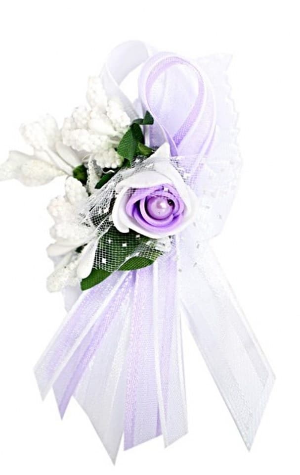 Kotylion dla rodziców 1 kwiat, 7x10cm, perła wrzos