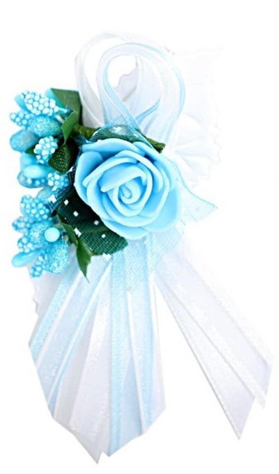 Kotylion dla rodziców 1 kwiat, 7x10cm, błękitny