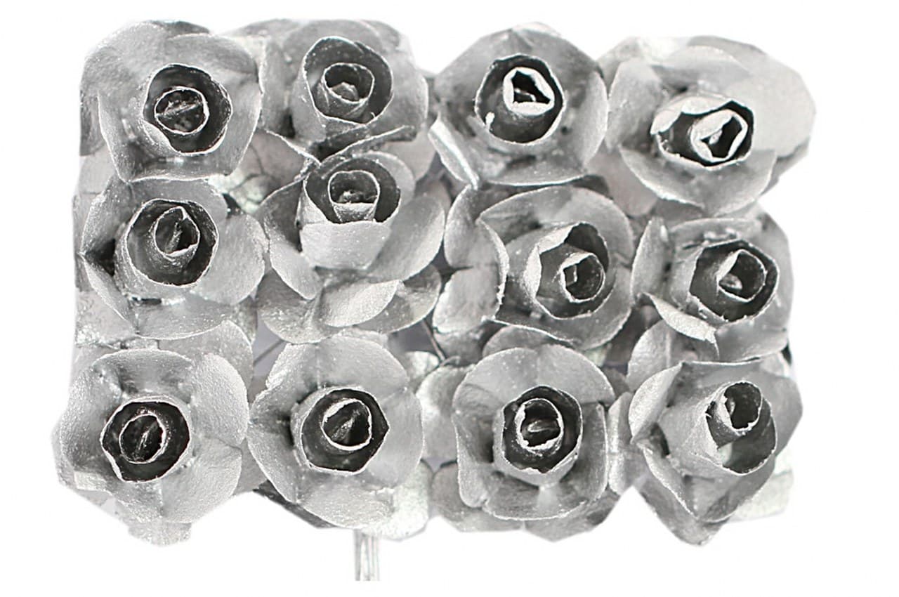 Kwiaty papierowe 20mm/72szt, srebrne metaliczne