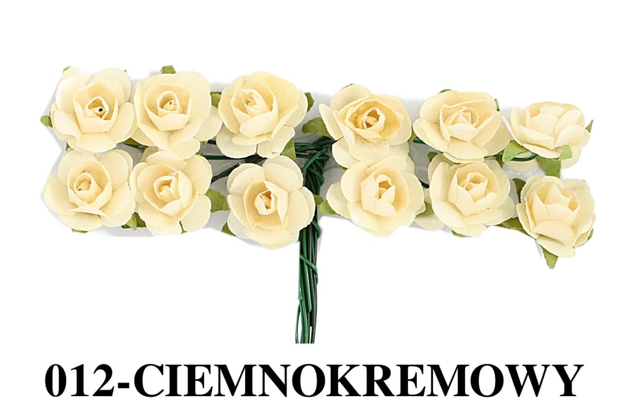 Kwiaty papierowe na drucie, 15mm/12szt, c.kremowe