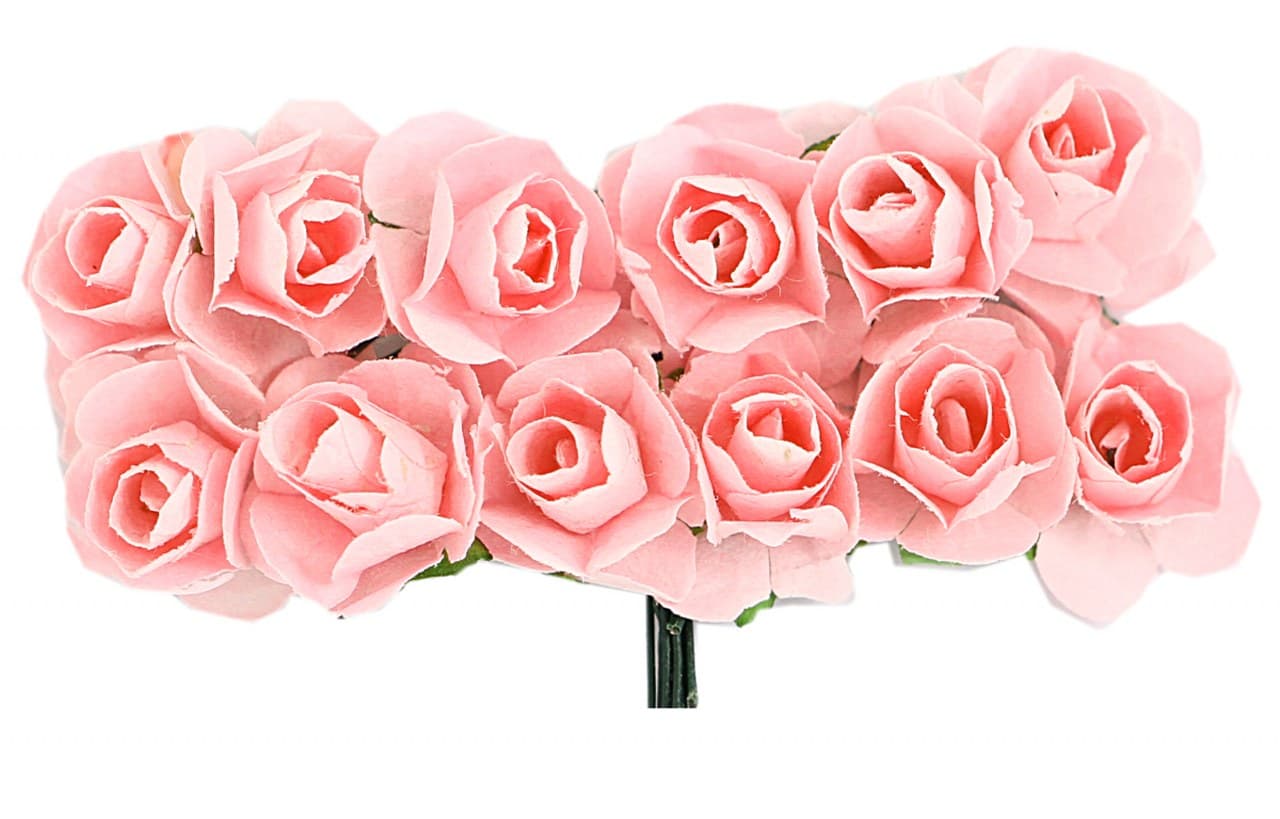 Kwiaty papierowe na drucie 20mm/12szt, łososiowe