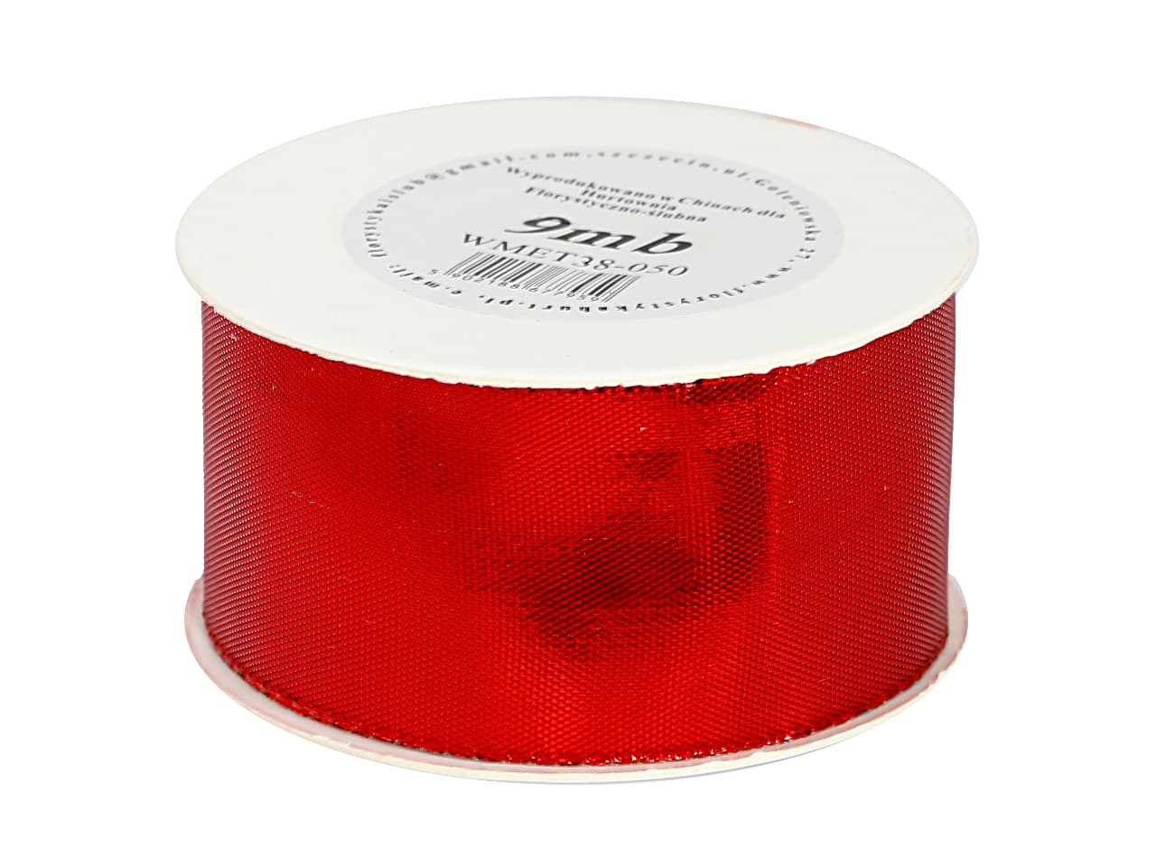 Wstążka metalizowana 38mm/9mb, czerwona