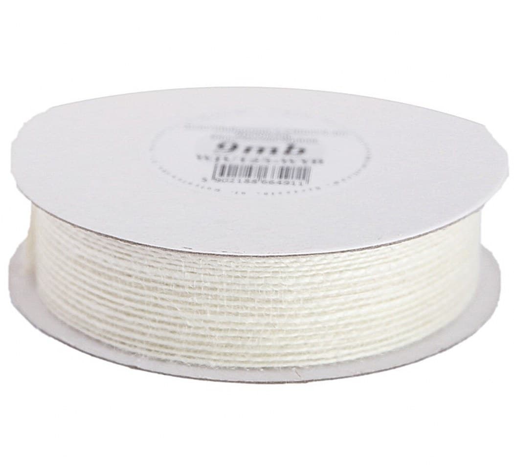 Wstążka jutowa 25mm/9mb, wybielana