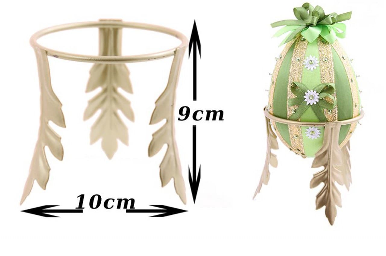 Stojak na jajko Faberge "liść" 8,5cm złoty