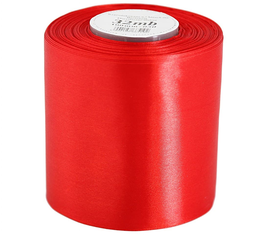 Wstążka satynowa szer. 10cm/32mb, czerwona