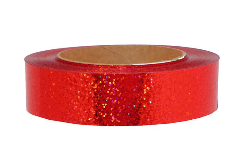 Wstążka plastikowa 3cm/45m, czerwona metalizowana