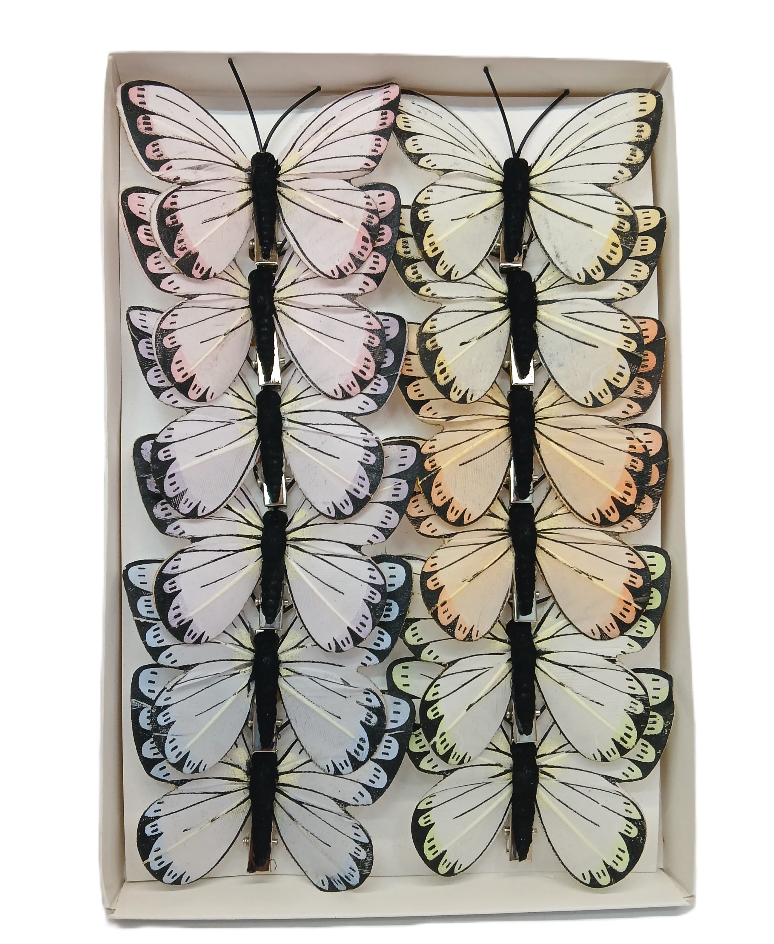 Sztuczne kolorowe motyle szer. 7cm, 12szt.