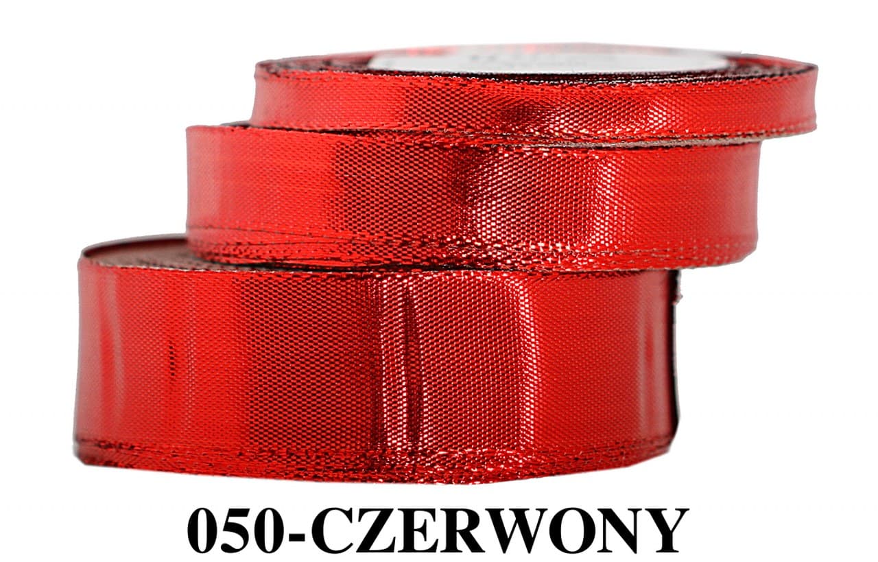 Wstążka metalizowana 12mm/22mb, czerwona
