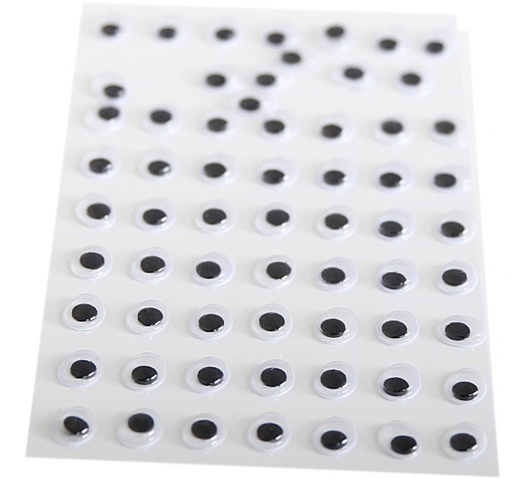 Samoprzylepne  sztuczne oczy owalne 8x10mm/63szt