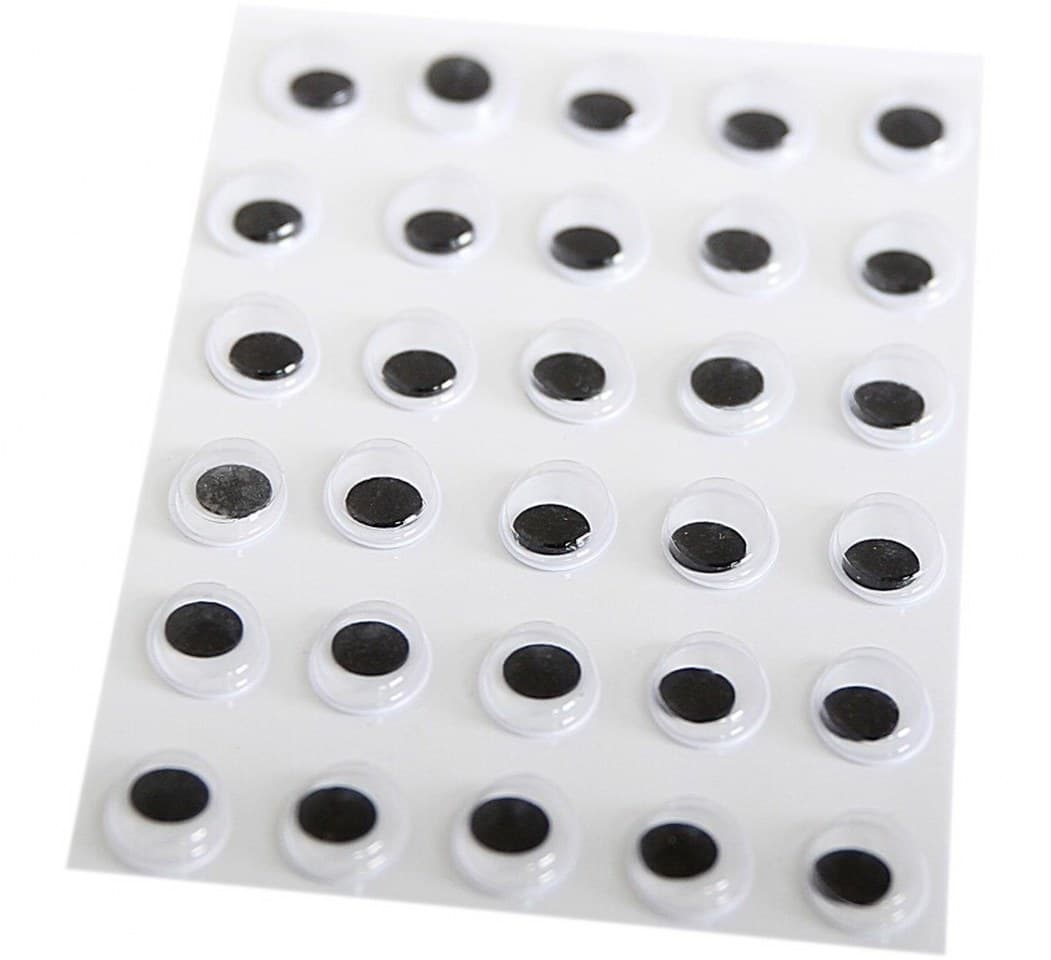 Samoprzylepne  sztuczne oczy owalne 15x20mm/25szt
