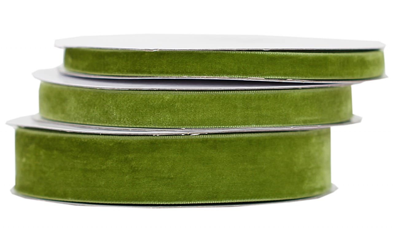Wstążka aksamitna velvetowa, 9mm/9mb ciemna oliwka