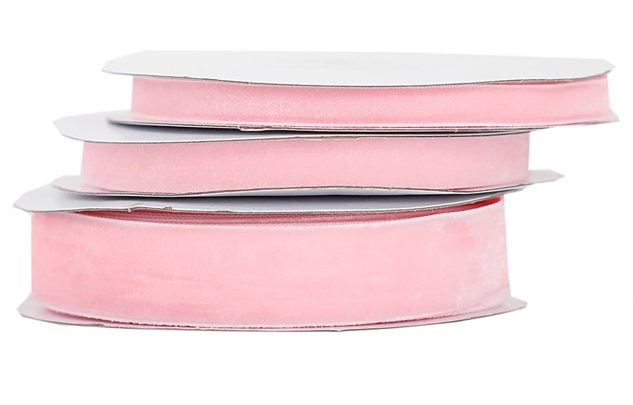 Wstążka aksamitna velvetowa, 12mm/9mb, średni róż