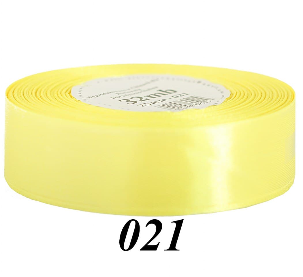 Wstążka satynowa 25mm/32mb, cytrynowa