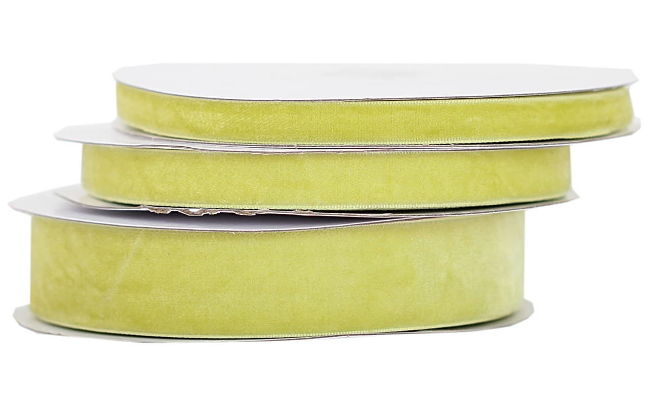 Wstążka aksamitna velvetowa, 12mm/9mb jasna oliwka