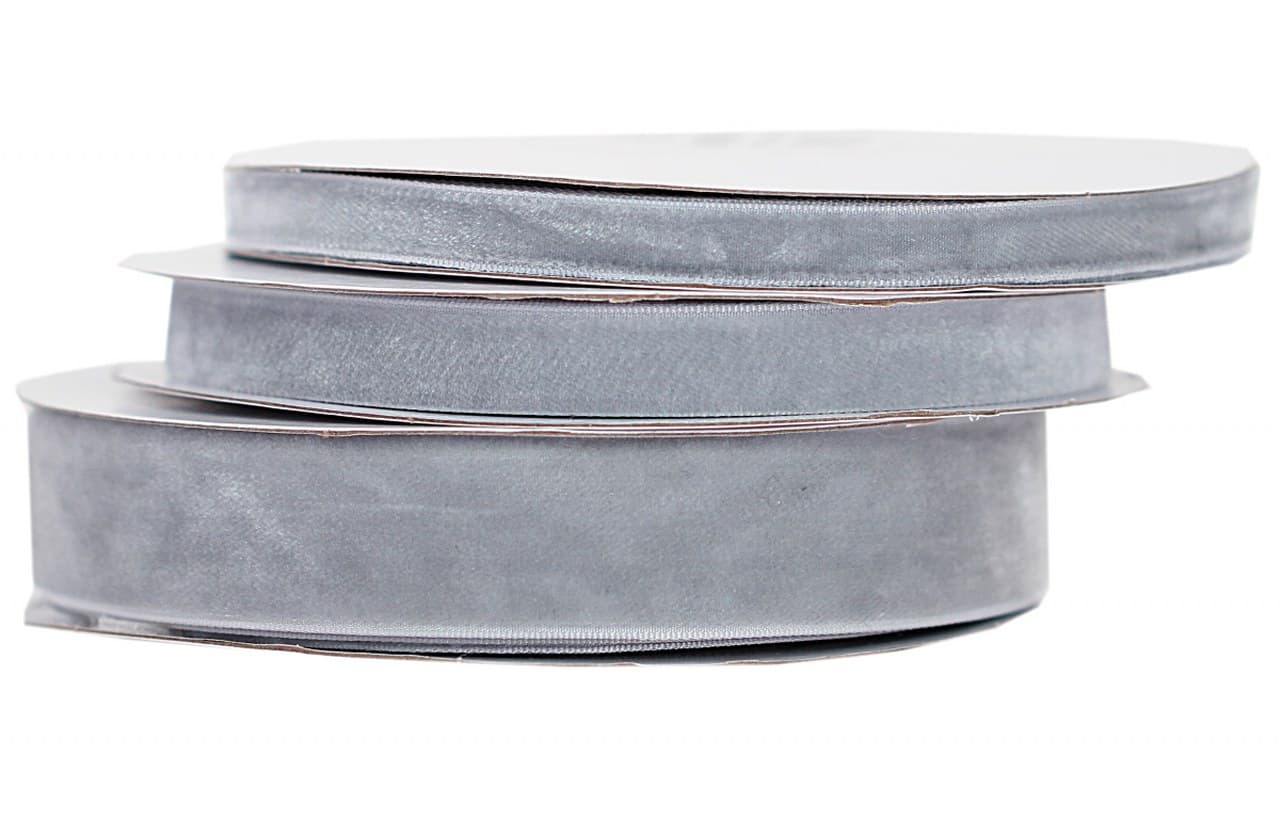 Wstążka aksamitna velvetowa, 25mm/9mb, szara