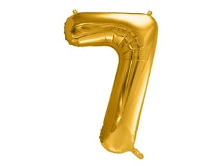 Balon foliowy złoty, cyfra 7, wys. 35cm