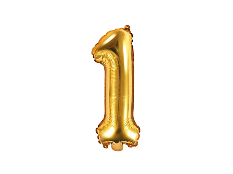 Balon foliowy złoty, cyfra 1, wys. 86cm