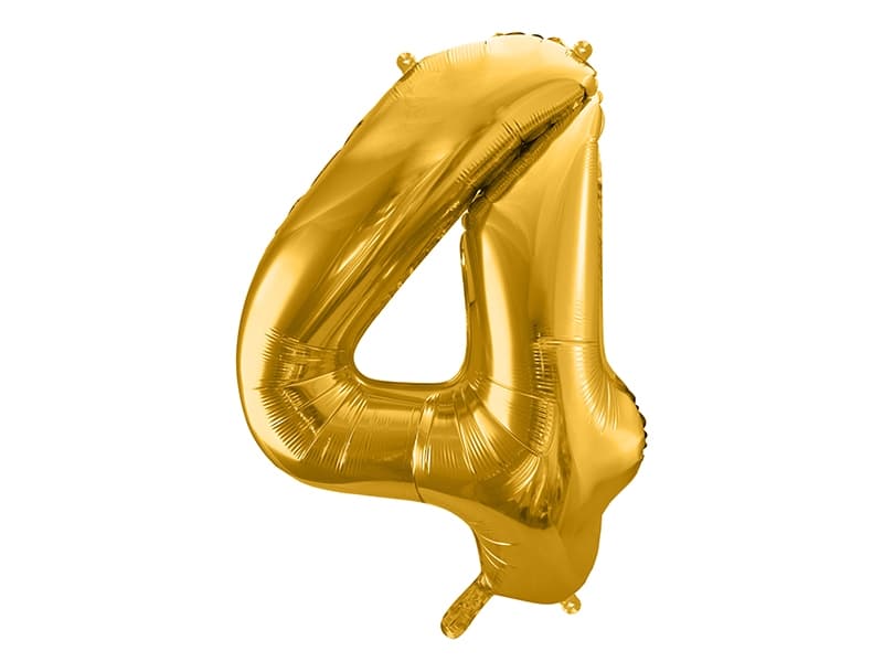 Balon foliowy złoty, cyfra 4, wys. 86cm