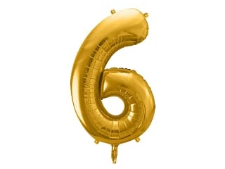 Balon foliowy złoty, cyfra 6, wys. 86cm